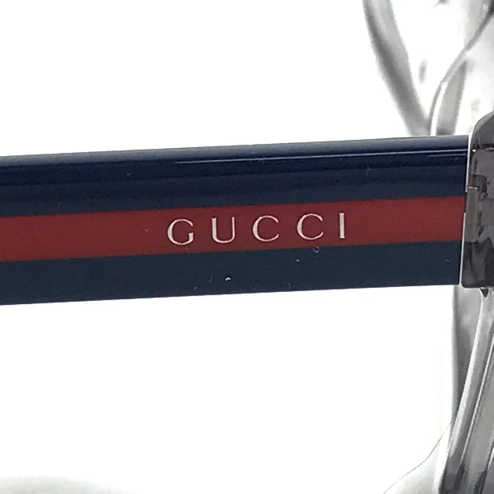 Gucci Eyeglasses Frames GG0752O 003 Gray Blue Red Rectangle Full Rim 56-16-150